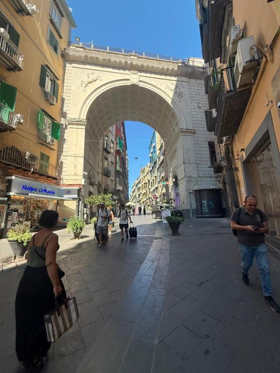 La strada e l’arco di Via Chiaia a Napoli